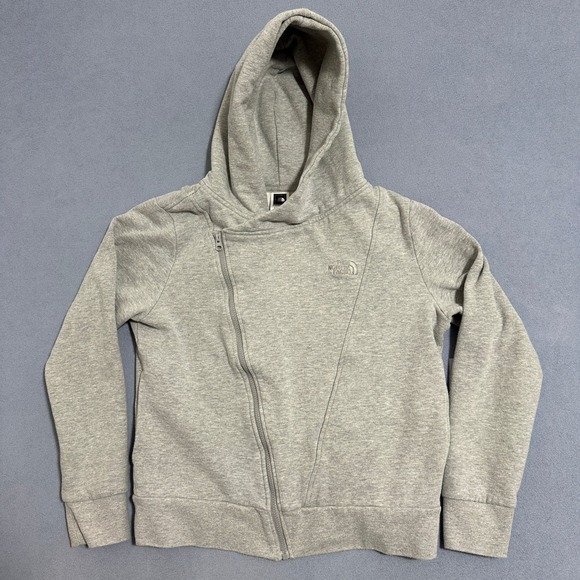 The North Face Tops - The North Face Heather Gray Full Zip Hoodie Asymmetrical Womens Size Large